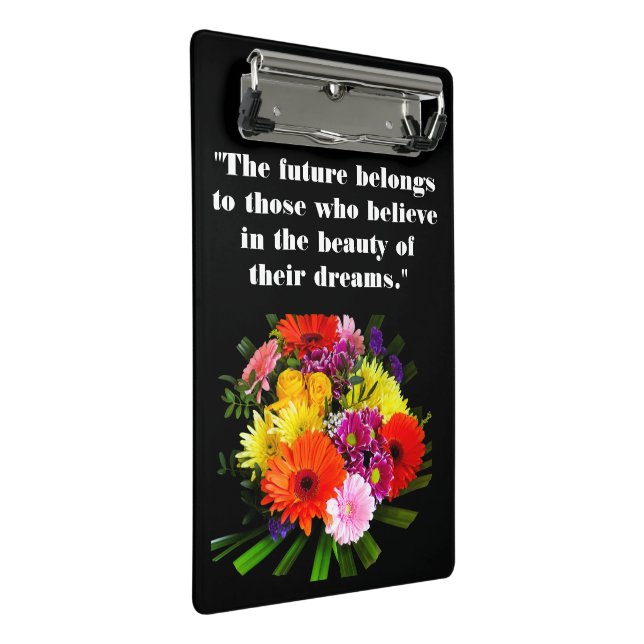 The Future Quotes Custom Photo text flower image  Mini Clipboard (Angled)