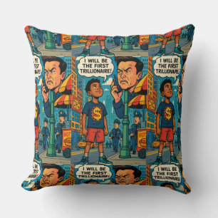 The Future Trillionaire Boy Pop Art Throw Pillow