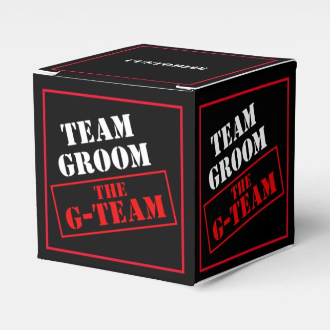 The G-Team Team Groom Cube Favor Box (Front Side)