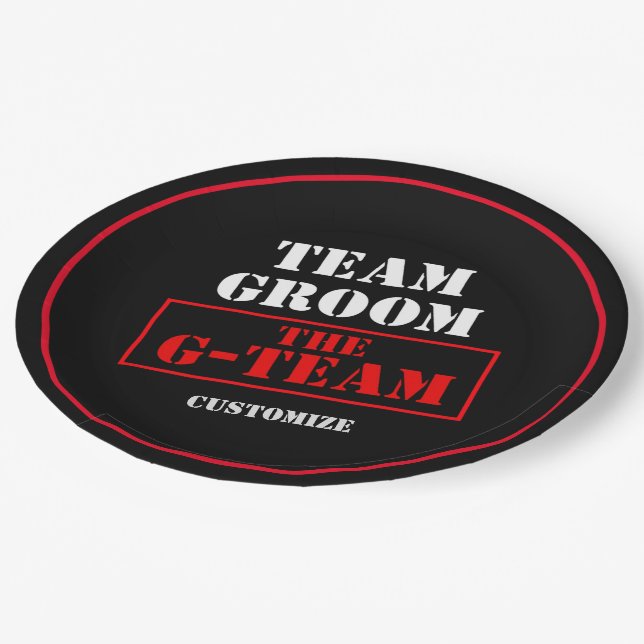 The G-Team Team Groom Paper Plate (Angled)
