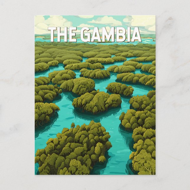 The Gambia Illustration Travel Art Vintage Postcard (Front)