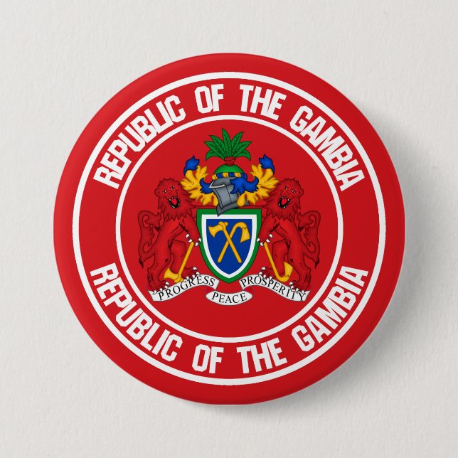 The Gambia Round Emblem 3 Inch Round Button (Front)