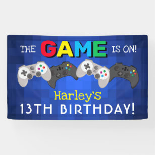 The Game Is On!   Video Game Birthday Banner