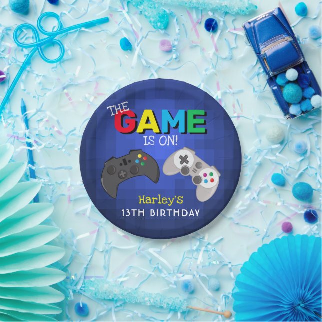 The Game Is On! | Video Game Birthday Paper Plate (Party)