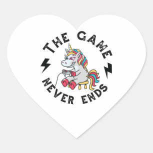 The Game never ends for Unicorns Heart Sticker