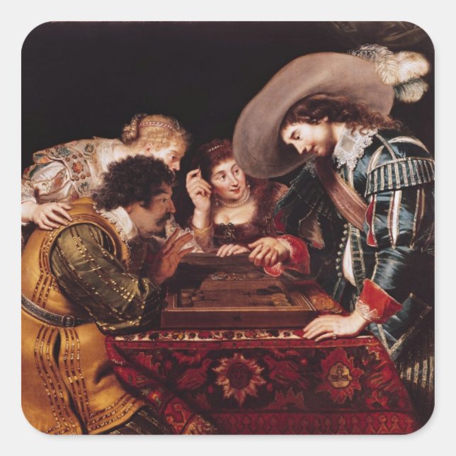 The Game of Backgammon Square Sticker (Front)