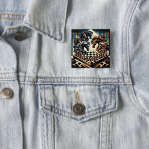 The game of knights – chess meets fantasy 2 inch square button