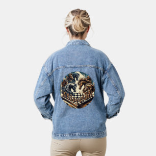 The game of knights – chess meets fantasy denim jacket