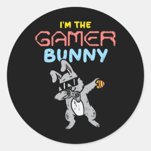 The Gamer Bunny Dab Dance Easter Day Video Game Ga Classic Round Sticker