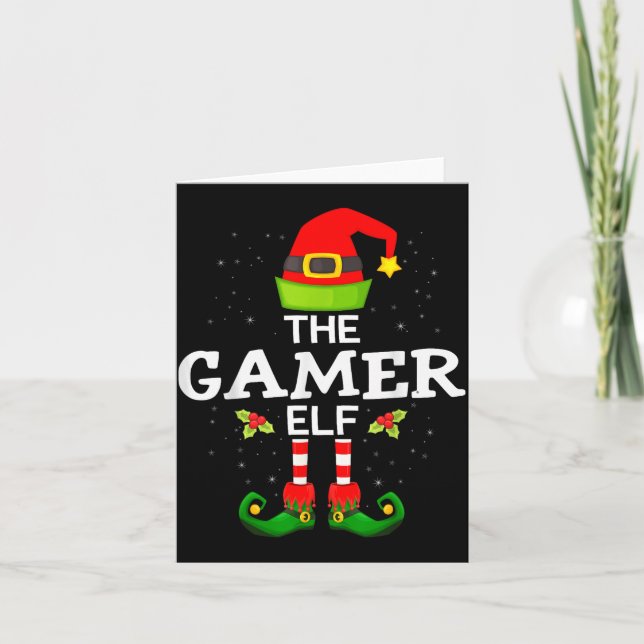 The Gamer Elf Christmas Family Matching Pajama  Card (Front)