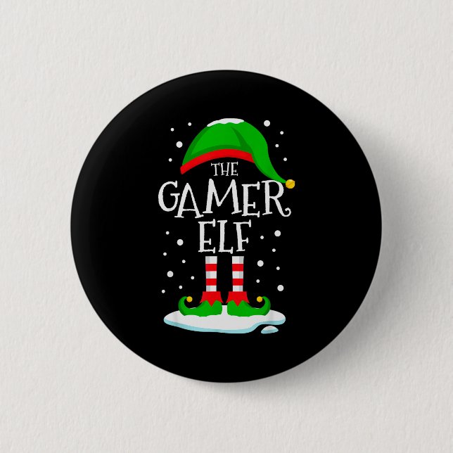 The Gamer Elf Christmas Family Matching Xmas Video 2 Inch Round Button (Front)
