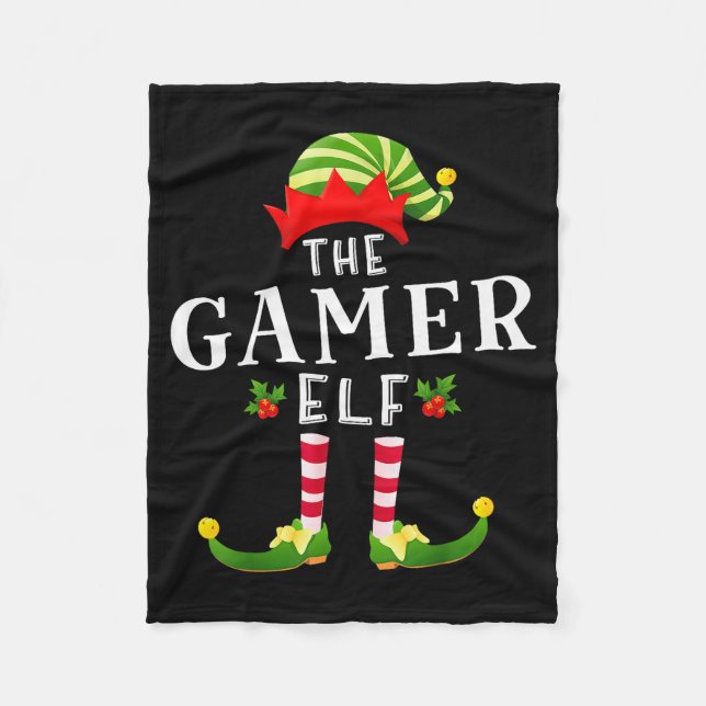 The Gamer Elf Christmas Matching Pajama  Fleece Blanket (Front)