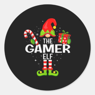The Gamer Elf Family Christmas Pajama Xmas Classic Round Sticker