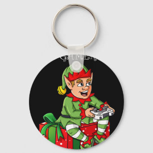 The Gamer Elf Fun Christmas Boys Kids Teens Gaming Keychain