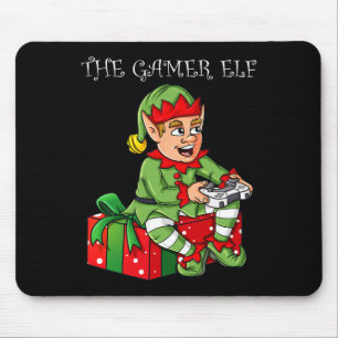 The Gamer Elf Fun Christmas Boys Kids Teens Gaming Mouse Pad