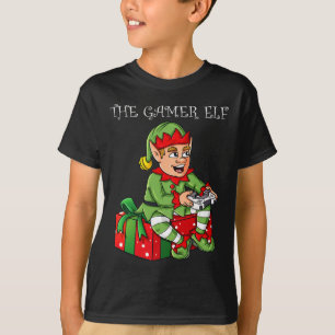The Gamer Elf Fun Christmas Boys Kids Teens Gaming T-Shirt
