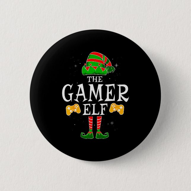 The Gamer Elf Group Matching Family Christmas Holi 2 Inch Round Button (Front)