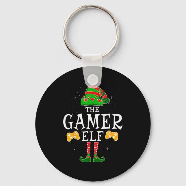 The Gamer Elf Group Matching Family Christmas Holi Keychain (Front)