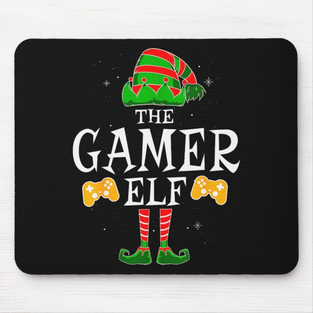 The Gamer Elf Group Matching Family Christmas Holi Mouse Pad (Front)