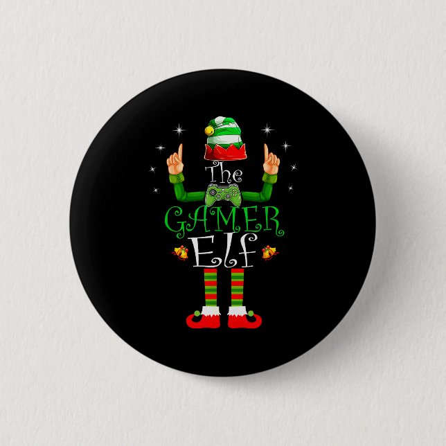 The Gamer Elf Matching Family Christmas Pajama Shi 2 Inch Round Button (Front)