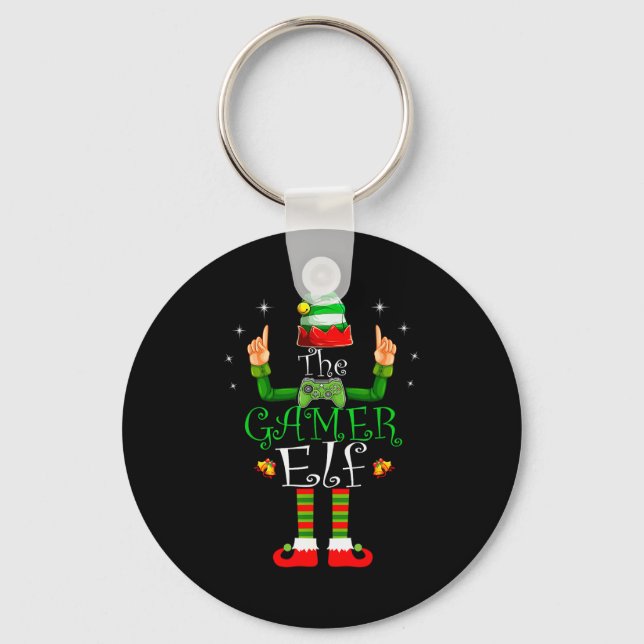 The Gamer Elf Matching Family Christmas Pajama Shi Keychain (Front)