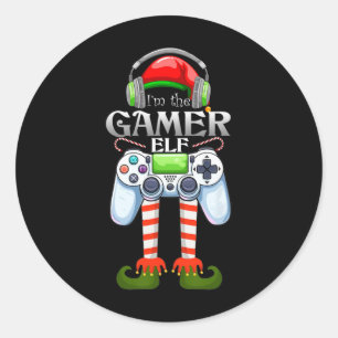 The Gamer Elf Matching Group Christmas Costume Classic Round Sticker