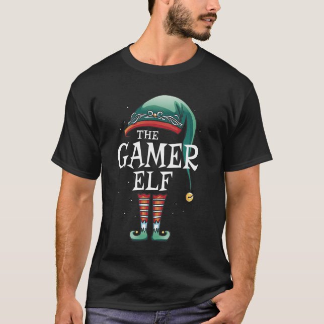 The Gamer Elf Matching Group Xmas Funny Family Chr T-Shirt (Front)