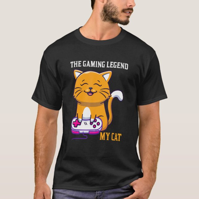 The Gaming Legend My Cat Gamer Kitten Cute Meme T-Shirt (Front)