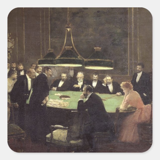 The Gaming Room at the Casino, 1889 Square Sticker (Front)