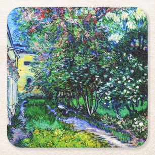 The Garden at the Asylum at Saint-Rémy, Van Gogh Square Paper Coaster