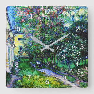 The Garden at the Asylum at Saint-Rémy, Van Gogh Square Wall Clock