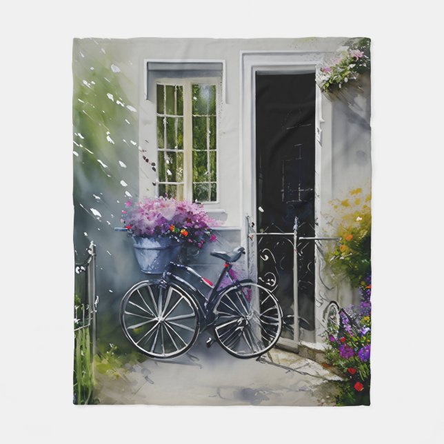 The Garden Bike Fleece Blanket (Front)