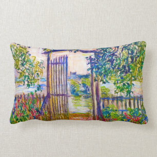 The Garden Gate at Vetheuil Claude Monet Lumbar Pillow