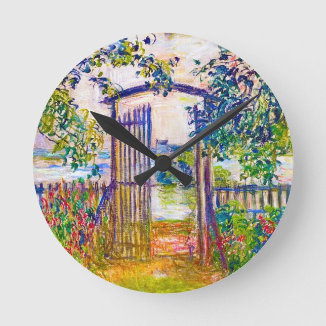 The Garden Gate at Vetheuil Claude Monet Round Clock (Front)