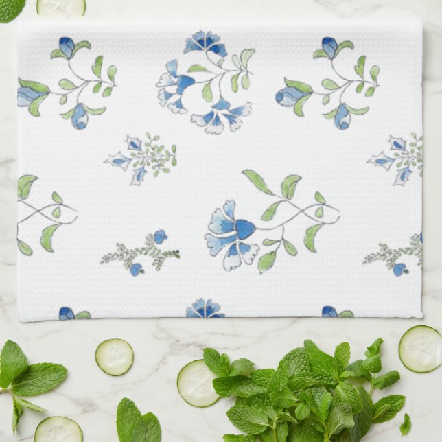 The garden in blues kitchen towel (Folded)