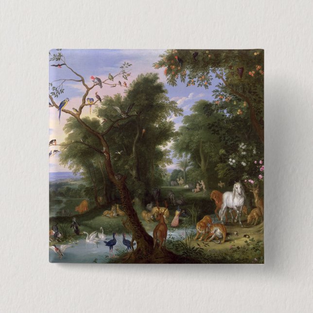 The Garden of Eden, 1659 2 Inch Square Button (Front)