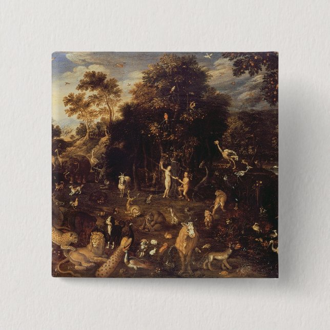 The Garden of Eden 2 Inch Square Button (Front)