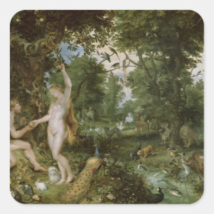 The Garden of Eden with the Fall of Man, c.1615 Square Sticker