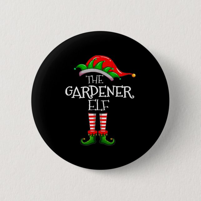 The Gardener Elf Matching Family Group Christmas P 2 Inch Round Button (Front)