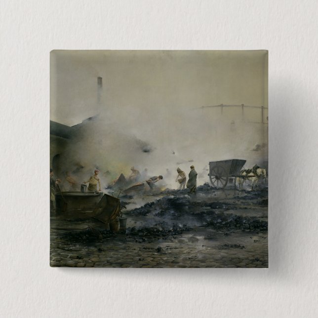 The Gas Factory at Courcelles, 1884 2 Inch Square Button (Front)