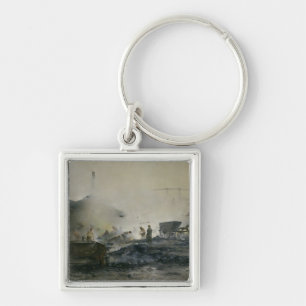 The Gas Factory at Courcelles, 1884 Keychain