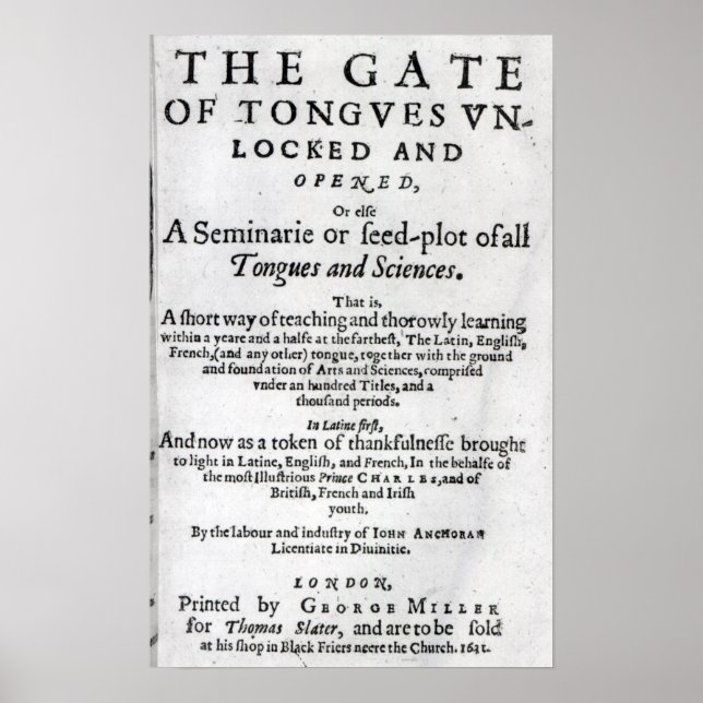 The Gate of Tongues Unlocked', 1631 Poster (Front)