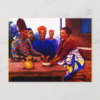 THE GATHERING BY MOJISOLA A GBADAMOSI OKUBULE  OIL POSTCARD