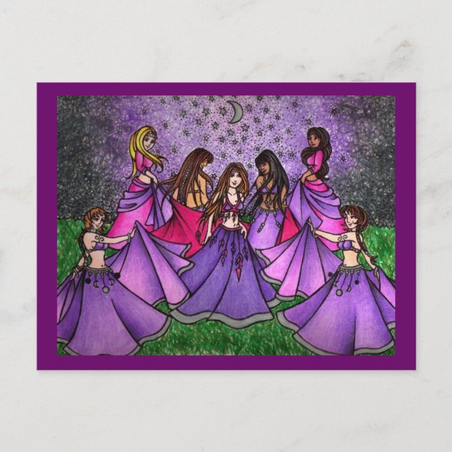 The Gathering of Belly Dancers in Purple Postcard (Front)