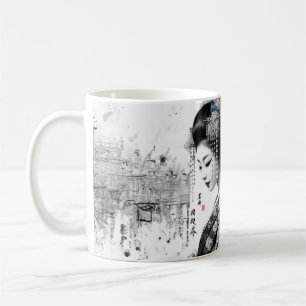 The geisha in black ink coffee mug