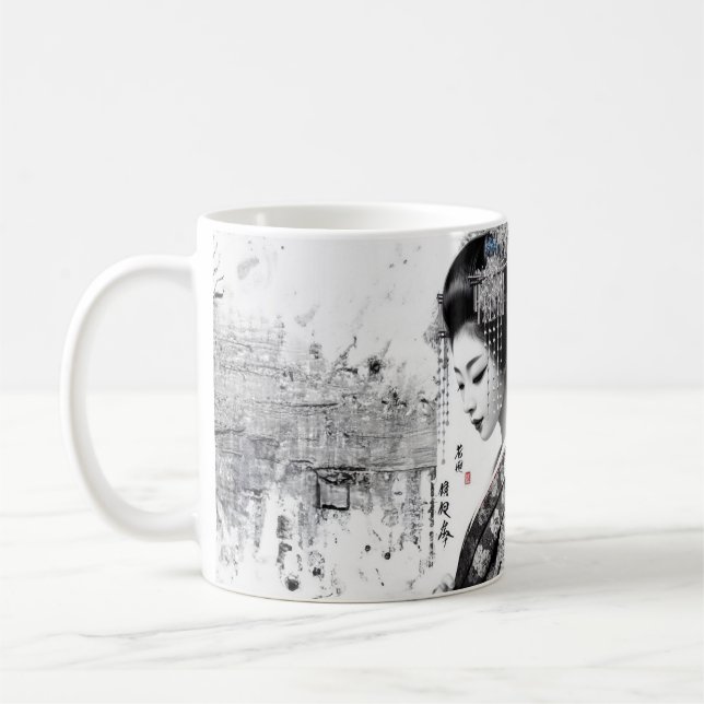 The geisha in black ink coffee mug (Left)