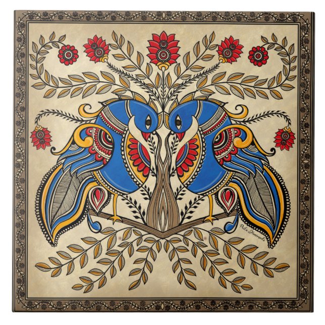The Gemini peacocks Tile (Front)