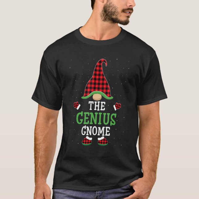 The Genius Gnome  Group Matching Christmas Pajamas T-Shirt (Front)