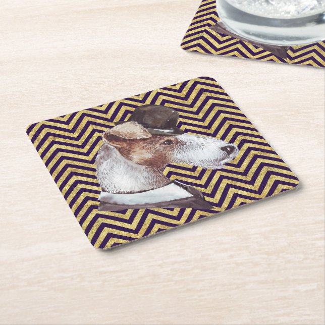 The Gentleman Airedale Square Paper Coaster (Angled)