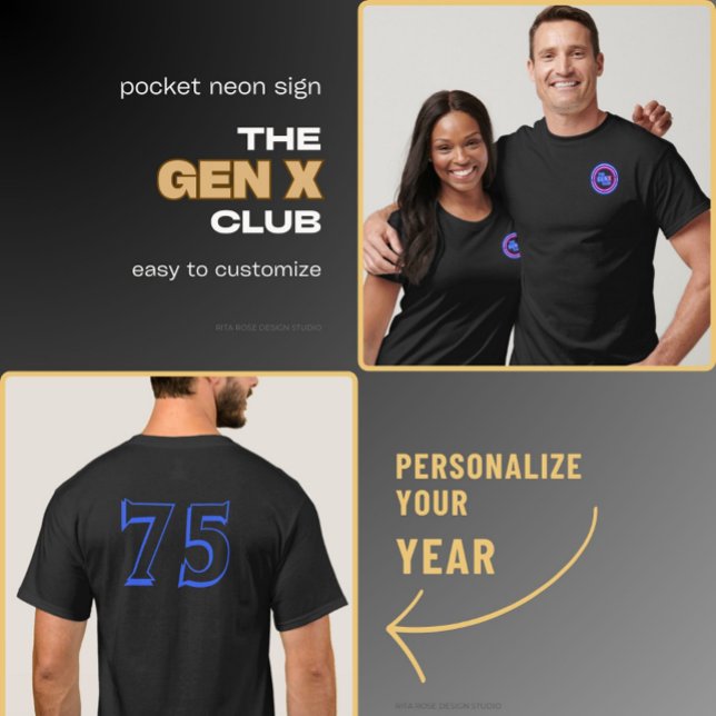 THE GENX CLUB Neon Sign With YEAR on Back T-Shirt (Creator Uploaded)